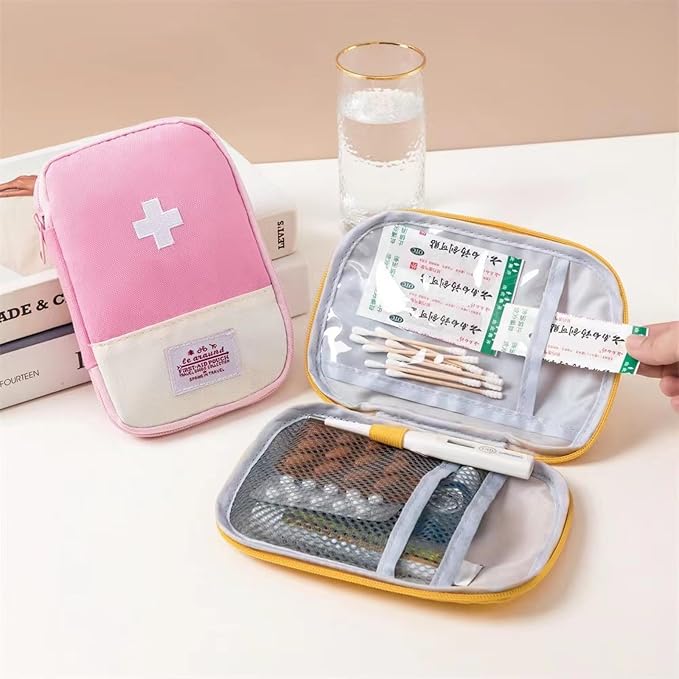 Red First Aid Bag Empty 1st Aid Bag Section Dividers Medical Travel Case Emergency First Responder Storage Compact Medicine Bag for Car Home Office Kitchen Sport Outdoors (Yellow)