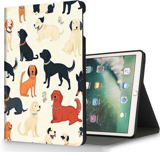 for Microsoft Surface Pro X/Pro X Plus-13 2019/2020/2021/2024 Tablet Case,Auto Wake/Sleep,Adjustable Stand Protective Cover - Cute Cartoon Dog