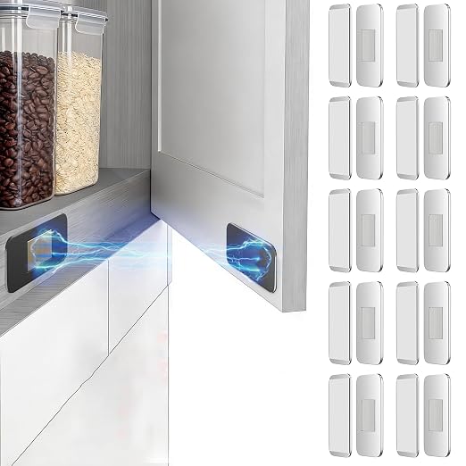 10-Pack Cabinet Magnets for Closing, Magnetic Door Catches that Require no Drilling, Ultra-Thin Drawer Magnets to Keep Drawers Closed, and Double-Sided Tape for Easy Installation