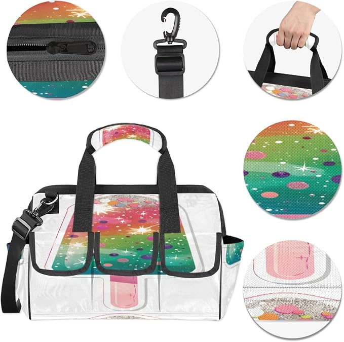 Ice Cream Heavy Duty Tool Bag 14.8 Inch Cute Ice Cream Portable Soft Tool Box Organizer Storage with Adjustable Shoulder Strap