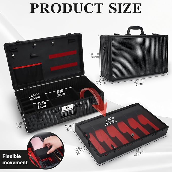 Large Barber Carrying Case, Hairdresser Tool Box Organizer Traveling Case, Portable Travel Barber Suitcase for Hair Stylist Pet Groomer Beauty Salon Makeup Artist
