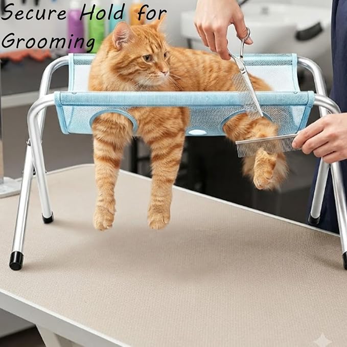 Pet Grooming Hammock Hanging Harness, 2-in-1 Dog Bath Hammock with Stand (Pink)