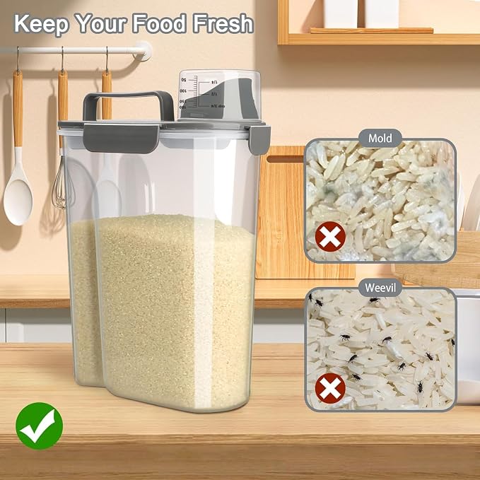 Rice Storage Containers, Airtight Cereal Containers Storage 20+10 lb Extra Large, BPA Free Rice dispenser with Pouring Spout, Pet Dog Cat Bird Food Container