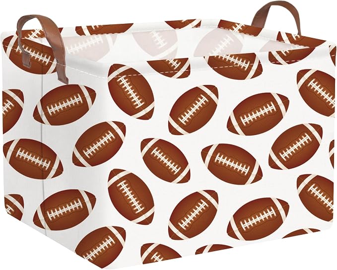 FXOLCSHE Rectangular Football Basket,Toy Organizer,Gift basket with handles,Kids Toys Storage Basket,Gift Box,Room decor (Footballs)