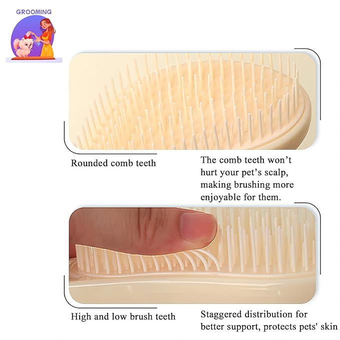 Dog Grooming Brush, Soft Puppy Massage Brush, Pet Hair Bathing Brush Comb, Hangable Grooming Tool for Poodles, Teddy, Yorkies, Maltese, Shih Tzu, Chihuahua (Light Pink)