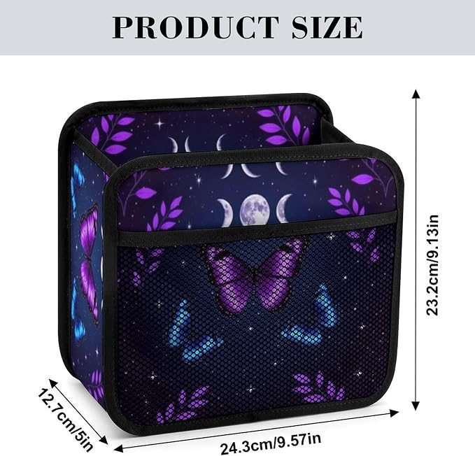 Car Organizer Bag for Back Seat Hanging Storage Bag with Pockets, Magic | Moon Moth Butterfly Mystical Goth Astrology Art, PU Leather Auto Trash Bag Travel Accessories, Leakproof and Waterproof