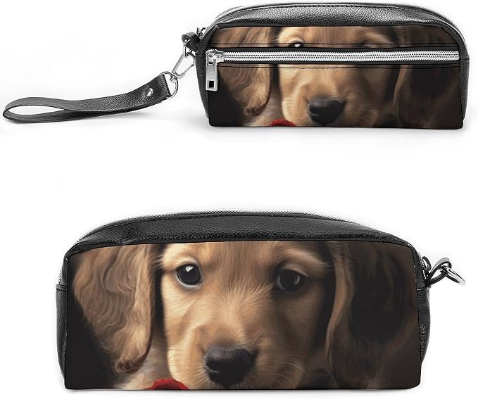 Pencil Pouch Cute Pet Dog Pencil Case Zipper Storage Bag with 2 Compartments Portable Pen Bag Desk Organizer Marker Pen Case