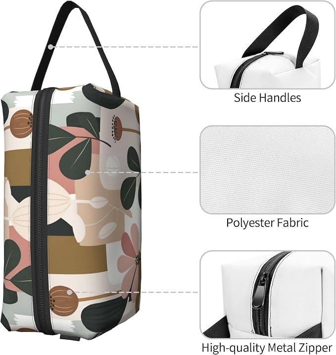 Abstract Floral Makeup Bag - Durable 600D Oxford Fabric Travel Cosmetic Bag, Shockproof Foam Padded Toiletry Organizer for Gym & Daily Use 10x6.2x4.9 Inch