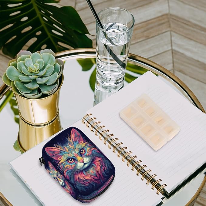 Pill Organizer Box Cat Pet Starry Sky 7-Day Weekly Medicine Pill Case Travel Pill Container Portable Pill Holder Storage Purse Bag Small Compact Size for Vitamin Supplement Birth Control