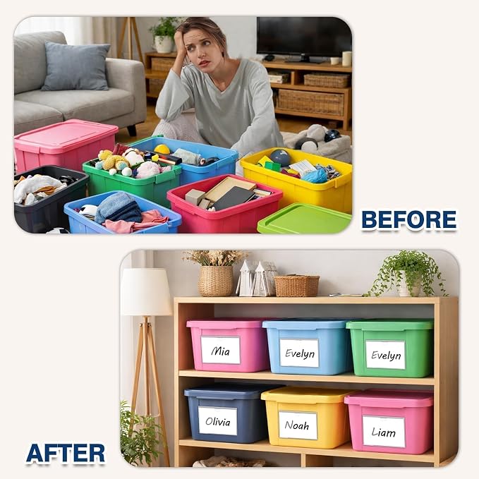 H4D 24 Pack labels for Storage Bins, 4" x 6" Plastic Clear Adhesive Pockets | Top-Open Index Card Holder, Waterproof & Removable Labels for Storage Bins, Totes, Containers, Shelves & Library Organization