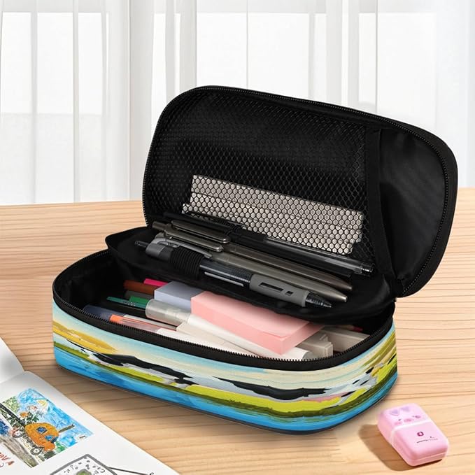 Pencil Case Pouch, Cute Farm Cow Large Pen Bag with Zipper, Portable Zipper Pencil Pouch Organizer for Student Teen Girls Boys