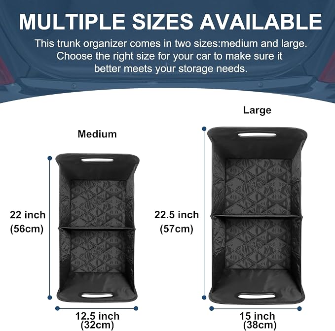 Deosk Car Trunk Organizer for SUV, Car Organizers and Storage with Reinforced Handles, Car Accessories for Women/Men 70L Waterproof Polyester Trunk Organizer(Large, Navy Blue)