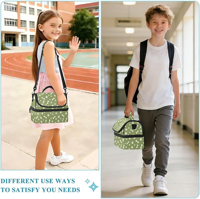 Pet Paw Insulated Lunch Tote Bag Organizer for Work | 8L Double Deck,Large Lunch Box with Shoulder Strap,Thermal Meal Prep Cooler,Suitable for School Work Picnic Office Travel