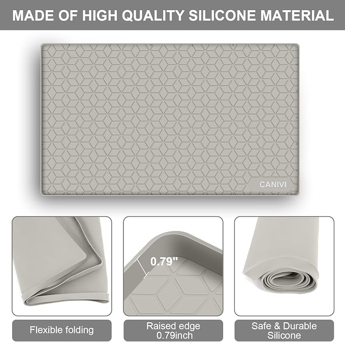 Under Sink Mat, 34"x22" Waterproof Tray for Cabinet, Holds 3 Gal | Silicone, Fits 36 inch Standard Cabinet,Leakproof & Easy Clean, Ideal for Kitchen & Laundry, Protects Shelf from Water Damage