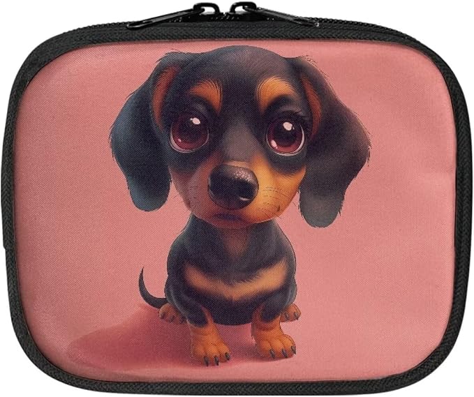 Pet First Aid Kit for Dogs Travel,Cute Dachshund Dog Pink Pet Emergency Survival Kit for Dogs,Empty First Aid Bag Small Medicine Bag First Aid Pouch with Zipper
