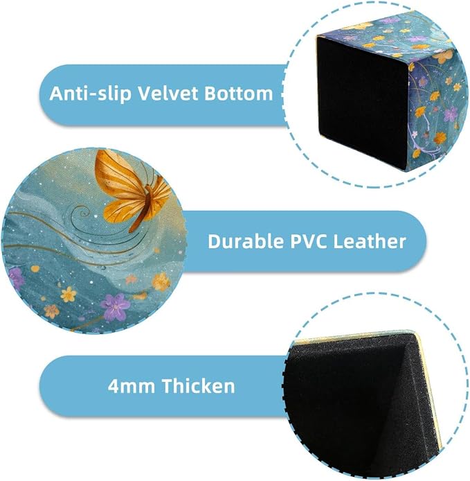 Butterfly Pen Holder for Desk Decor, Rectangular PVC Leather Pencil Cup for Desk Pen Organizer, Makeup Brush Holder for School, Home, Office