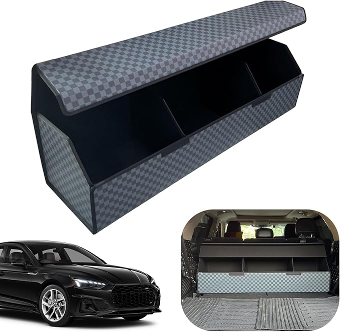 Car Trunk Organizer for For Audi A4 - Custom Fit,Easy Installation，Large Space Outdoor Trunk Organizer with Leather,Hook and Loop Fastener,4-Layer Cover,For Audi A4 2017-2025