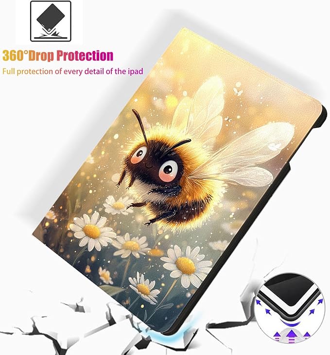 for Microsoft Surface Pro 7 Plus,Surface Pro 7/6/5/4 12.3" Tablet Case,Auto Wake/Sleep,Adjustable Stand Protective Cover - Cute Bee