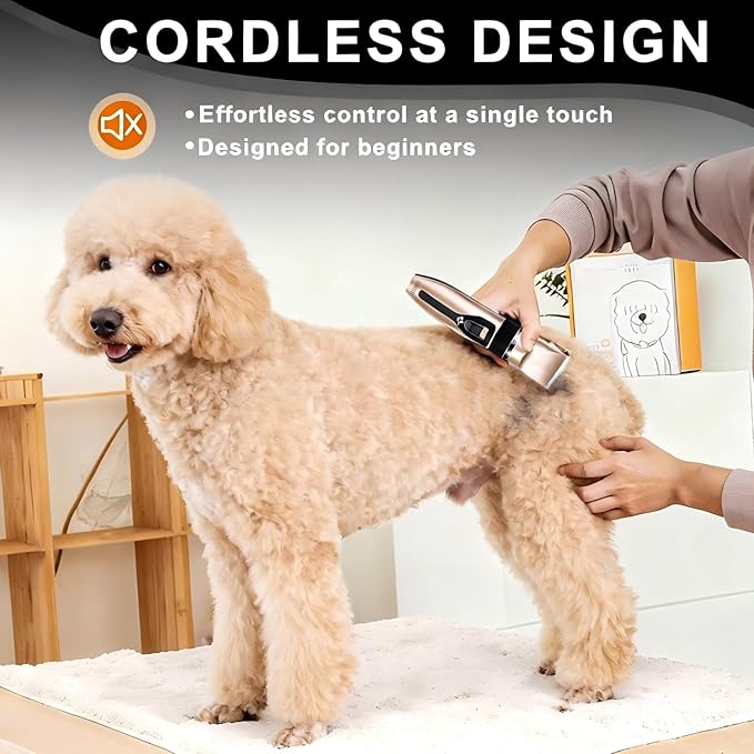 SIRUP Rechargeable Dog Grooming Kit-Dog Clipper Kit, Pet Shaver Cordless Electric Quiet Hair Clipper Set for Dogs Cats Pets, 12 piece Set