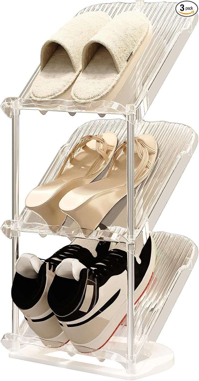 YYW Transparently Narrow Shoe Rack, Vertical Shoe Rack for Entryway Corner | Small Shoe Storage Organizer, Save Space Slim Shoe Shelf for Front Door Entrance, Easy To Assemble, PET Material