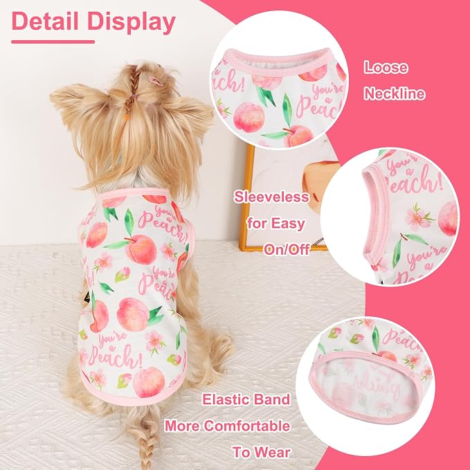 Dog Shirt Vest Dog Clothes for Small Dogs Boy Girl Stretchy Summer Puppy T-Shirts Soft Breathable Lightweight Puppy Sweatshirt Pet Cat Outfit (Peach, X-Small)