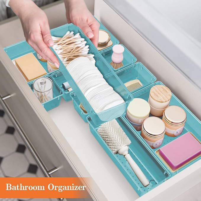 SpaceHacks 25 PCS Plastic Drawer Organizer, 4-Size Versatile Organizer Trays & storage Bins