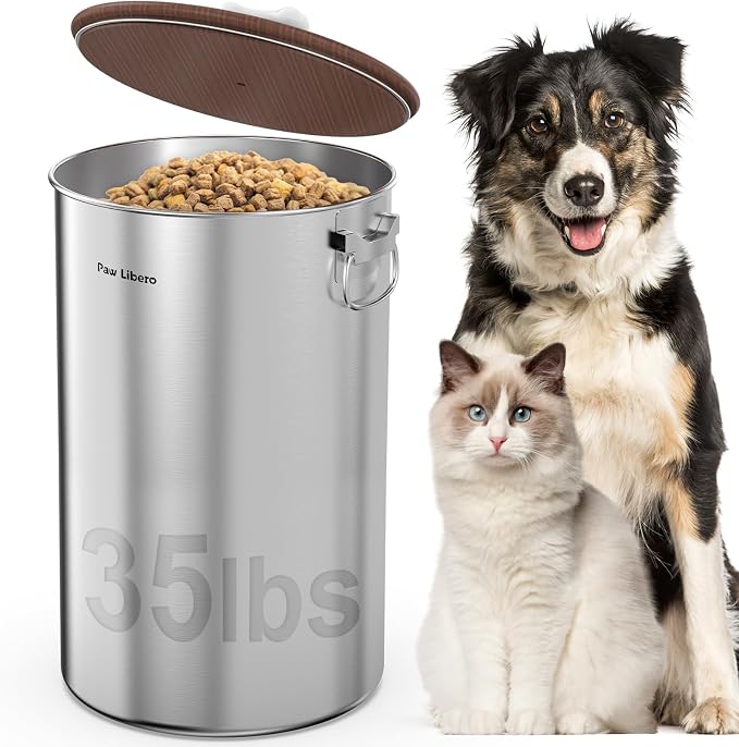 35 lb Stainless Steel Dog Food Storage Container with Airtight Lid for Pet | Metal Dog Food Storage Container for Dogs & Cats, Airtight Dog Food Container to Keep Food Fresh, Easy to Clean Dog Dood Bin