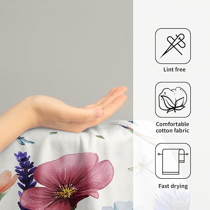Giwawa Flower Hummingbird Hand Towels Set of 2 Floral Butterfly Soft Fingertip Towels Seasonal Kitchen Dish Towels for Bathroom Home Hotel Decor