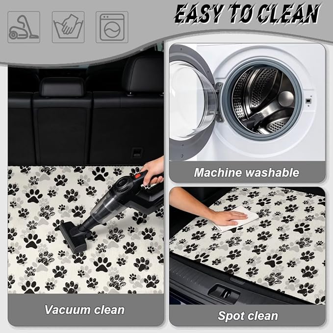 Howilath White Dog Paw Trunk Liners for Cars All Weather Cargo Liner, SUV Trunk Mat, Durable Non-Slip Rear Trunk Cover Universal Auto Interior Accessories