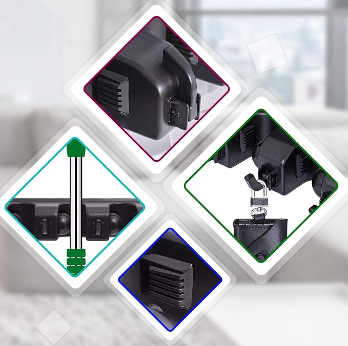 HYRIXDIRECT Broom Hanger Wall Mount Broom and Mop Organizer Wall Hanging Garden Tool Organizers Rack Garage Laundry Room Organizations and Storage with Hooks Heavy Duty