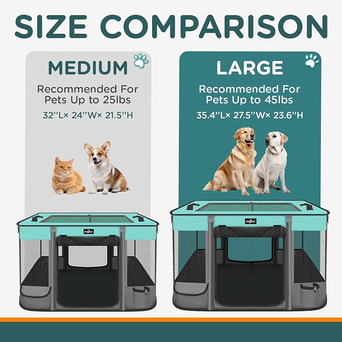 Paw Ballet Foldable Pet Kitten Playpen, Upgrade Waterproof Portable Dog Cat Playpen Kennel Tent for Small Cat Dog, Retractable Shade Cover, Indoor Outdoor Use for Small Pet.