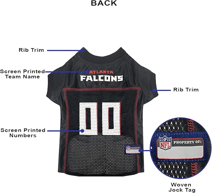 Pets First NFL Atlanta Falcons Dog Jersey, Size X-Small, Football Shirt Costume for Pet, Dog Sports T-Shirt, NFL Team Clothing for Cats, Licensed Pet Apparel Available in 7 Sizes and 32 Teams