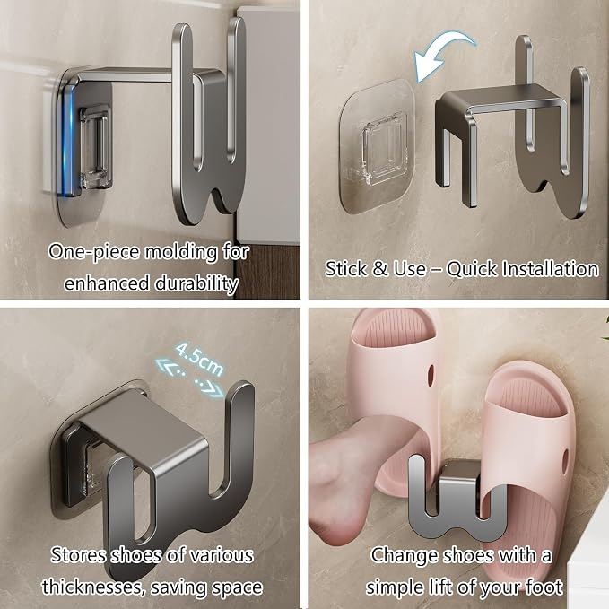 4 Pack No-Drill RV Shoe Rack - Over Door/Wall-Mounted Shelf, Space-Saving Aluminum Organizer for RV/Camper, Home, Holds Slippers, Sneakers, Drying Rack for Bathroom, Hallway (Cream Set)