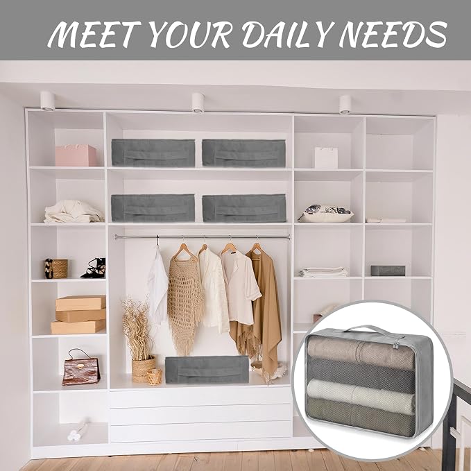 Silkfly 16 Pcs XL Packing Cube for Travel Luggage,Simple,Gray | 17.7 x 13 x 4.7, Same Size, Gray Suitcase Storage Organizer Set, Reusable Mesh Clothes Cube for Hiking Camp Family Accessory