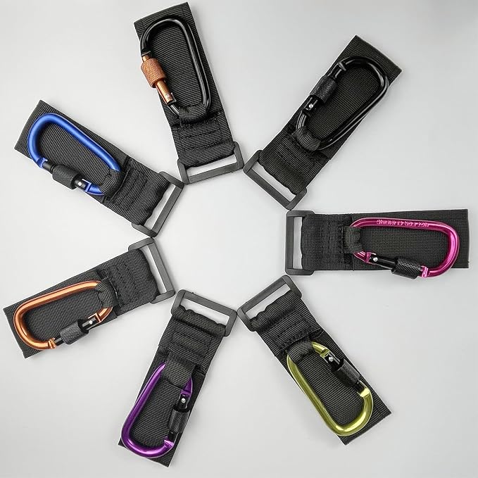 [Upgrade]Baby Stroller Hook with Locking, Carry 30 lbs per Stroller Clip, Baby Stroller Accessories & Car Seat Hook for Hanging Diaper Bag, Golf, Shopping and Pet Cart(2 Pcs + Nylon + Black Orange)