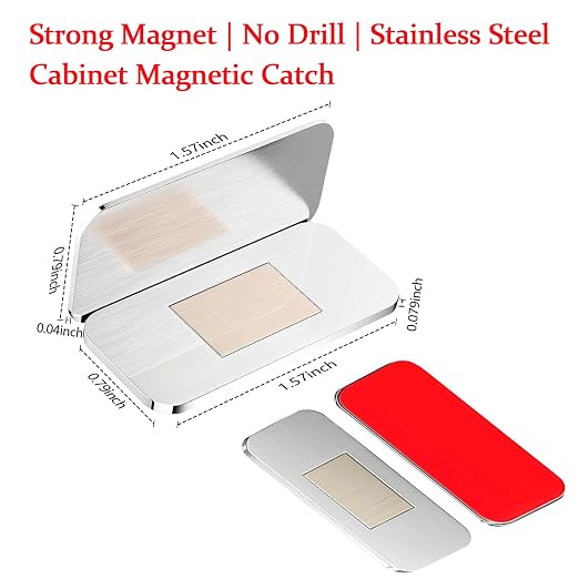 10-Pack Cabinet Magnets for Closing, Magnetic Door Catches that Require no Drilling, Ultra-Thin Drawer Magnets to Keep Drawers Closed, and Double-Sided Tape for Easy Installation