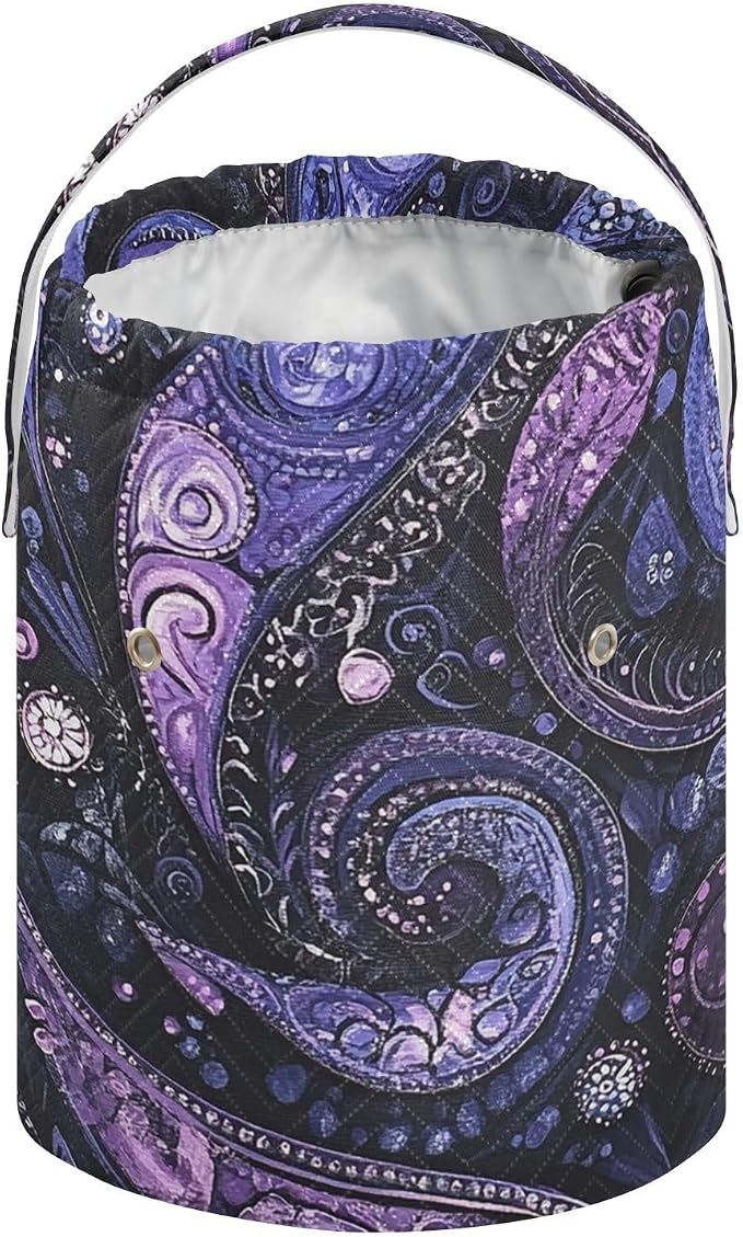 Tatenale Crochet Bag Yarn Bag Knitting Project Bag with Pockets and Handle Portable Yarn Storage Organizer Tangle Free 8.3x11 InchPurple Paisley30