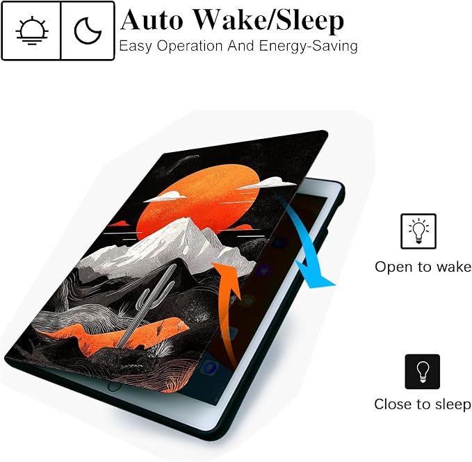for Microsoft Surface Pro 11/10/9-13" 2024/2022 Tablet Case,Auto Wake/Sleep,Adjustable Stand Protective Cover - Sunset Mountain Art