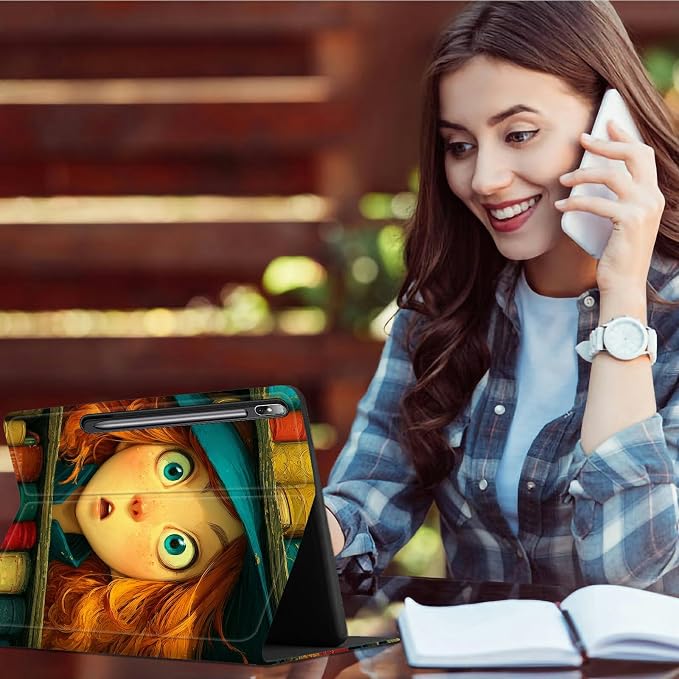 Case for Samsung Tab S10 Ultra/S9 Ultra/S8 Ultra 14.6" 2024/2023/2022 | Slim Leather Smart Cover with Multi-Angle Anti-Slip Stand [Auto Wake/Sleep] Shell for Women Men, Colorful Book Girl