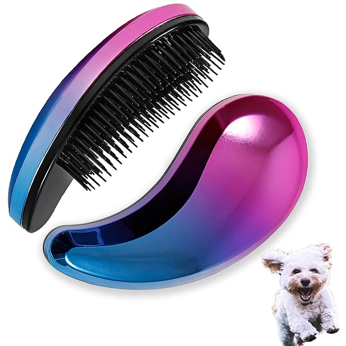 Small Dog Brush, Soft Pet Grooming Brush for Shih Tzus, Yorkies, Maltipoos, Maltese, Puppy Massaging Hair Brush, Cat Brush, for Small Animals Rabbits of All Hair Types (Gradient Color)