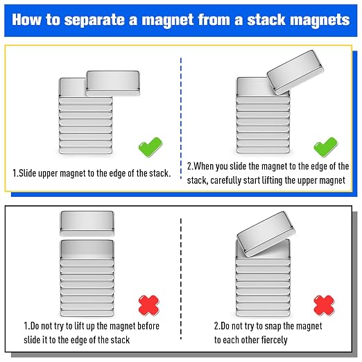FINDMAG Small Neodymium Magnets, 200 Pack 10x5x2mm, Rectangular Bars | Compact rare earth magnets with a low-profile bar shape; for craft models, office boards, fridge displays and DIY layouts