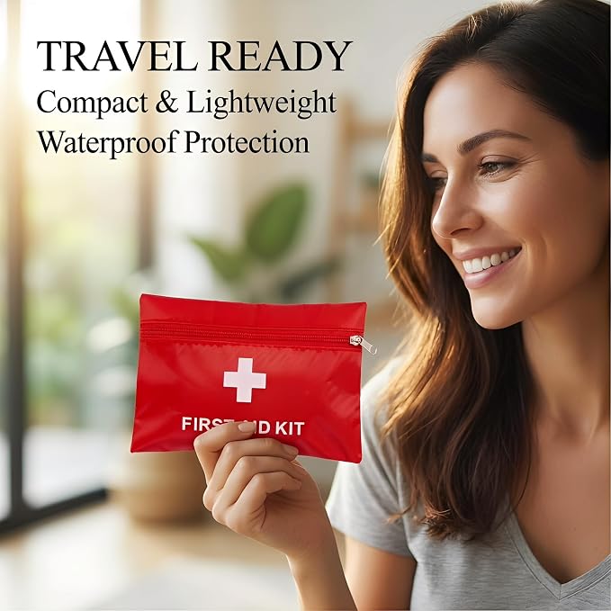 12 Pack Empty First Aid Kit Bag, Small First Aid Pouch Bulk, Water Resistant Travel Medical Organizer, Mini Emergency Supply Storage for Home, Car, Office, Camping, Outdoors (Red, 11x16cm, Bag Only)