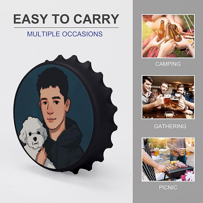 Pet & Figure Magnetic Bottle Opener for Fridge – 3.1 Inch Stainless Steel Beer Opener, Refrigerator Magnet with Strong Hold