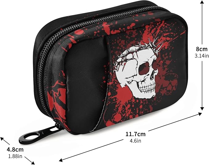 Cool Halloween Skull Pill Box 7 Day Pill Case Travel Pill Organizer Bag with Zipper Portable Weekly Case Compact Size for Vitamin Supplement Holder