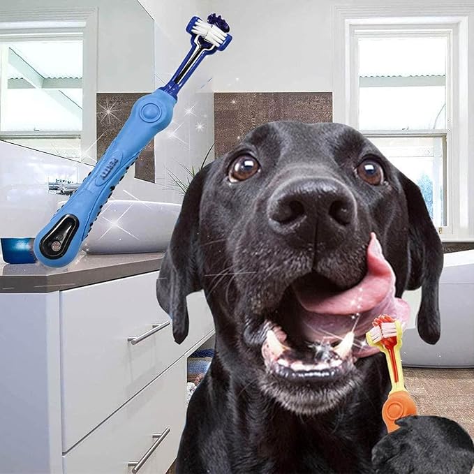 Orgrimmar 8 Pcs Three Sided Pet Toothbrush Dog Brush Addition Bad Breath Tartar Teeth Care Dog Cat Cleaning Mouth