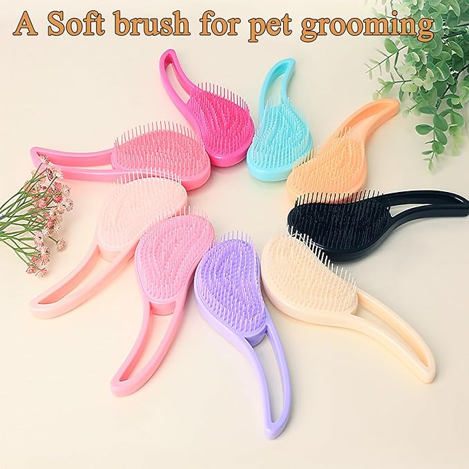 Dog Grooming Brush, Soft Puppy Massage Brush, Pet Hair Bathing Brush Comb, Hangable Grooming Tool for Poodles, Teddy, Yorkies, Maltese, Shih Tzu, Chihuahua (Black)