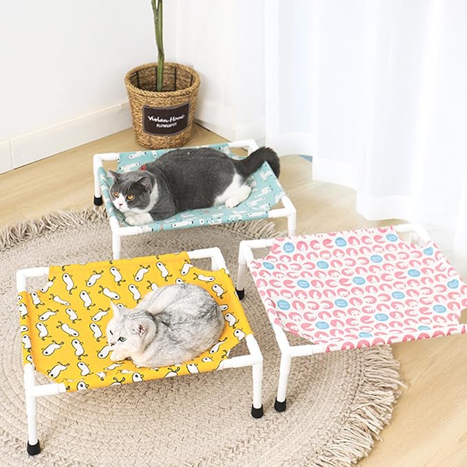 Pet Camp Bed Sheet Replacement Swing Bed, Peach | Pet Swing Bed Sheet Nylon Sheet for Indoor Sleeping, Small / Middle Size Relaxing, Cartoon Pattern