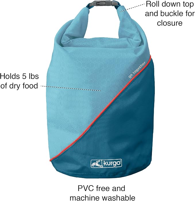 Kurgo Kibble Carrier - Portable Kibble Carrier - Compact Travel Storage - Dog Food Dry Bag - Camping Dog Storage - 5 lb Capacity - Navy