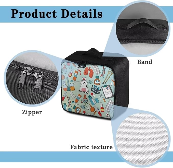 Cat Nurse First Aid Bags Empty Cute Travel Medicine Bag Medical Supplies Organizer Bag Portable Kit for Traveling, School, College Dorm, Car, Home, Camping, Office, Hiking, Outdoor