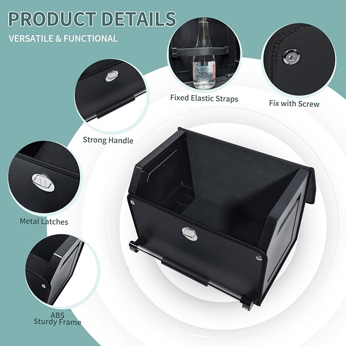 Car Trunk Organizer Leather Car Storage Organizer with Lid Car Organizer | Suv Trunk Organizer with Sturdy Handle Car Cargo Storage Box for Minivan, Sedan, Jeep (Black, 16.7 x 11.4 x 12.2in)